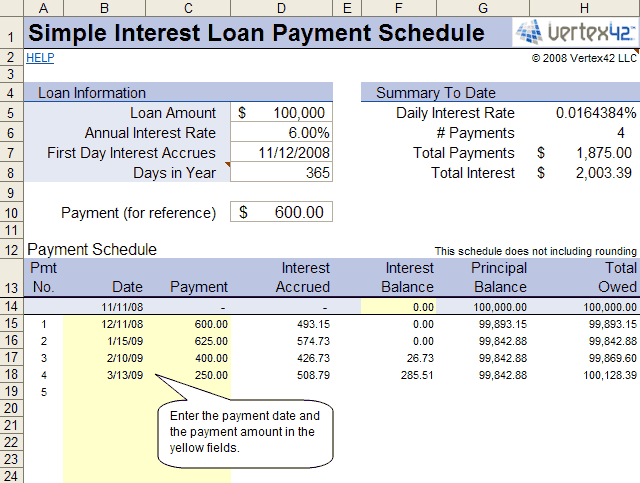 Interest Calculator Payment Schedule