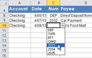 Dynamic Drop Down List for Next Check Numbers