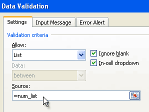 Data Validation Settings