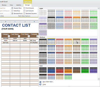 Excel 2007 2010 introduced a new type of data Table a range of data 