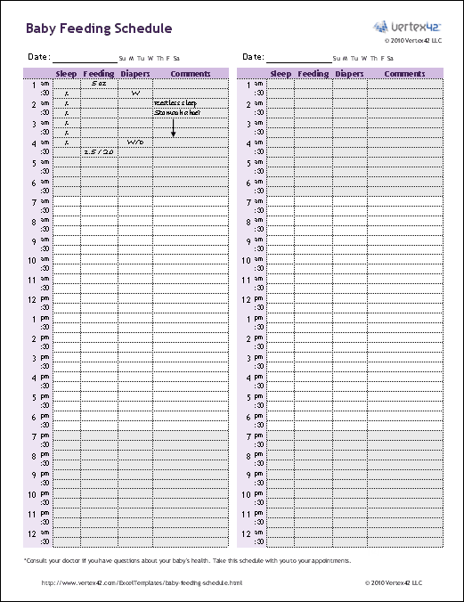 Free Baby Feeding Schedule Printable Baby Feeding Chart