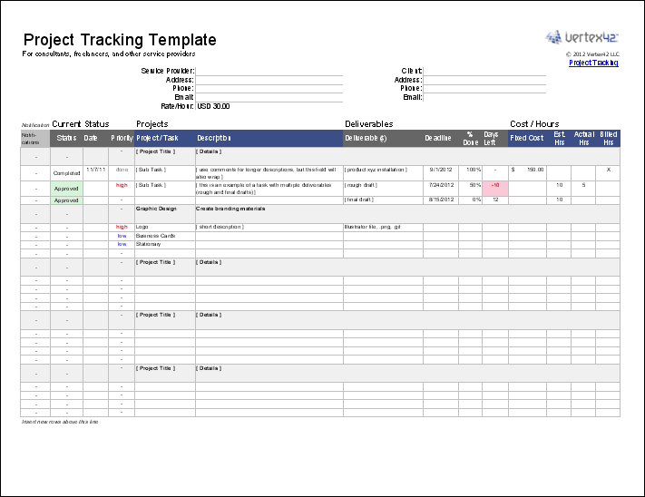 Project Tracker Templates Free