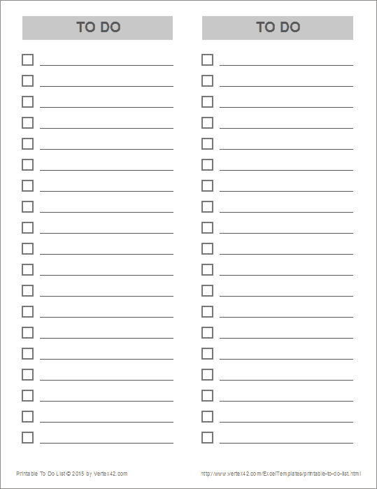 Printable Blank 2 Column Chart Template