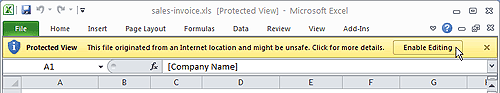 Protected View Message Bar