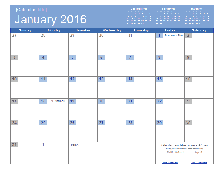 2016 Calendar Templates And Images