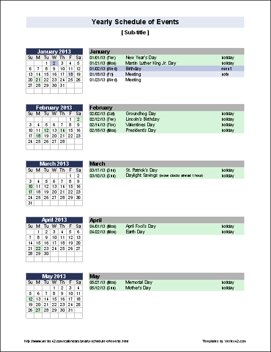 Annual Meeting Schedule Template Excel