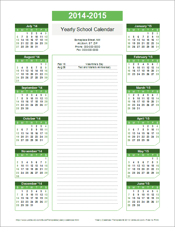 Yearly Calendar Template For 2016 And Beyond