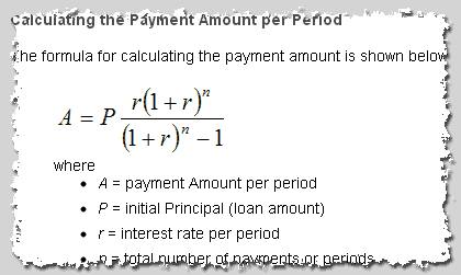 Amortization Chart Formula