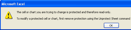 Protected Cell Notice in Excel