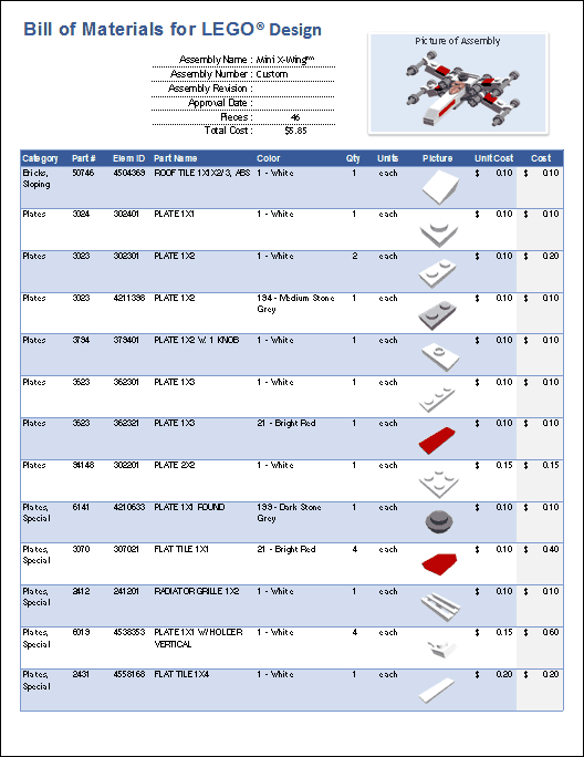 Bill of Materials with Images