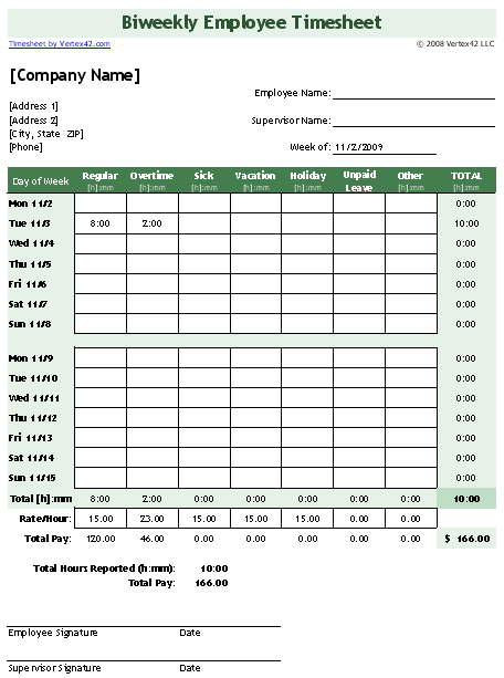 Timesheet Template Free Simple Time Sheet For Excel