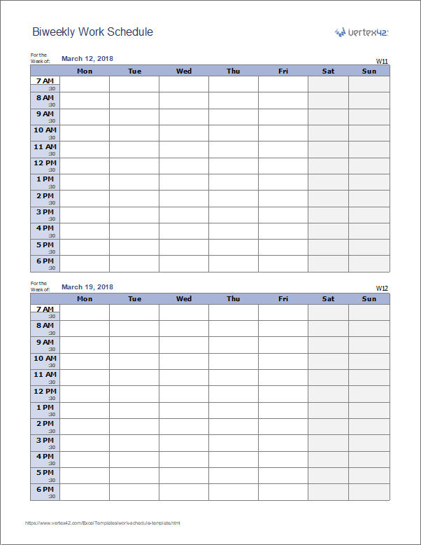 Work Schedule Template For Excel