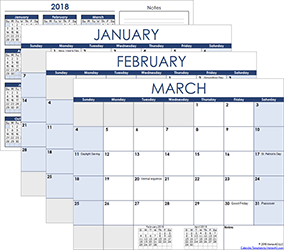 2018 Full Year Calendar Template Excel