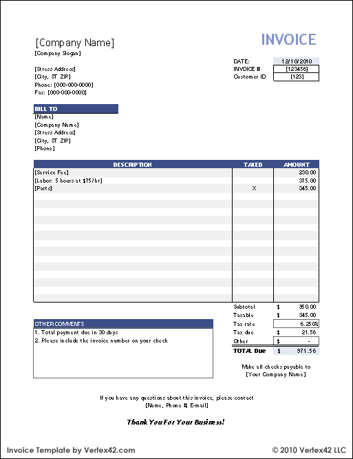 invoice templates on excel