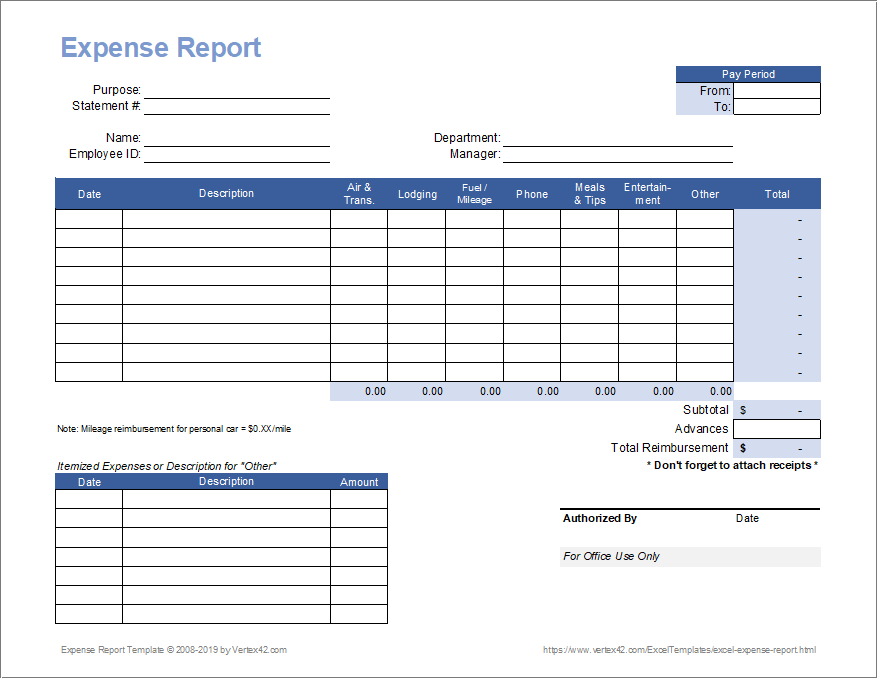 free-expense-report-template