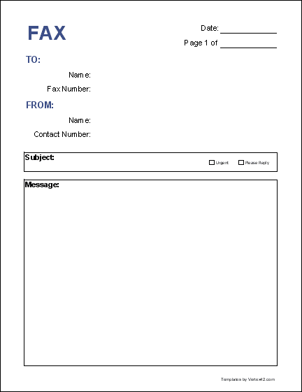 Basic Fax Cover Sheet -  Screenshot