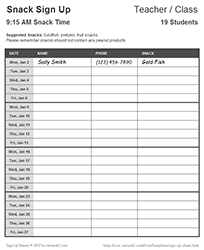 Thumbnail - Snack Schedule Sign Up Sheet