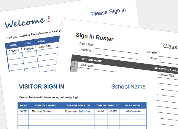 Printable Sign In Sheet Visitor Class And Meeting Sign In Sheets