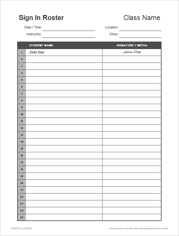 Meeting Sign In Sheet Printable