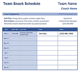 Thumbnail - Team Snack Schedule Template