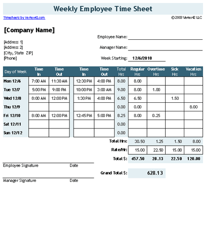 excel timesheet template calculate hours