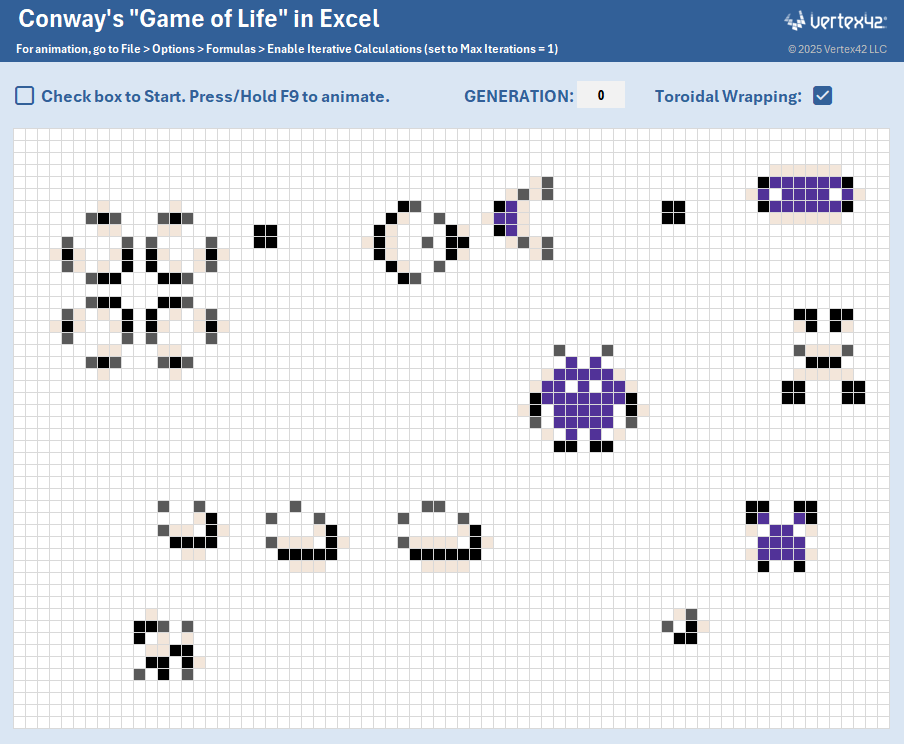 Conway's Game of Life in Excel