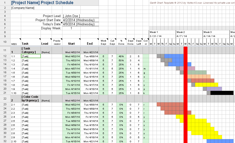 hourly project planner excel