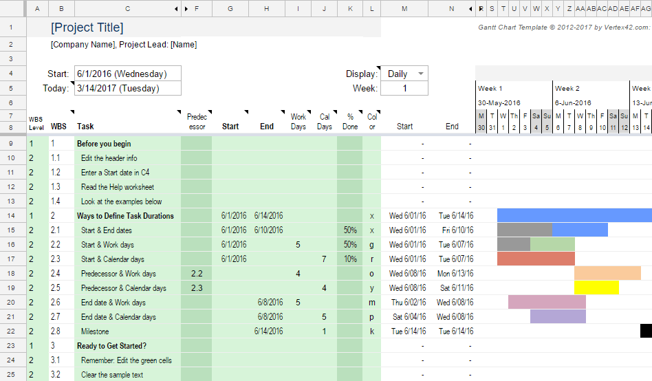 Gantt Chart Template Pro for Excel