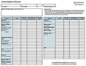 Thumbnail - Immunization Record Template