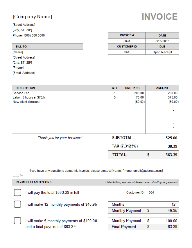 Vat Invoice Format In Excel