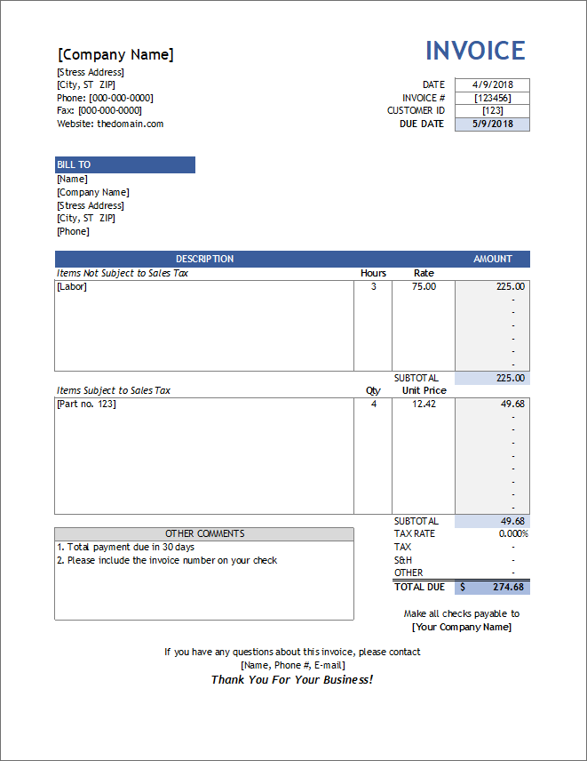 Service Invoice Template for Consultants and Service Providers