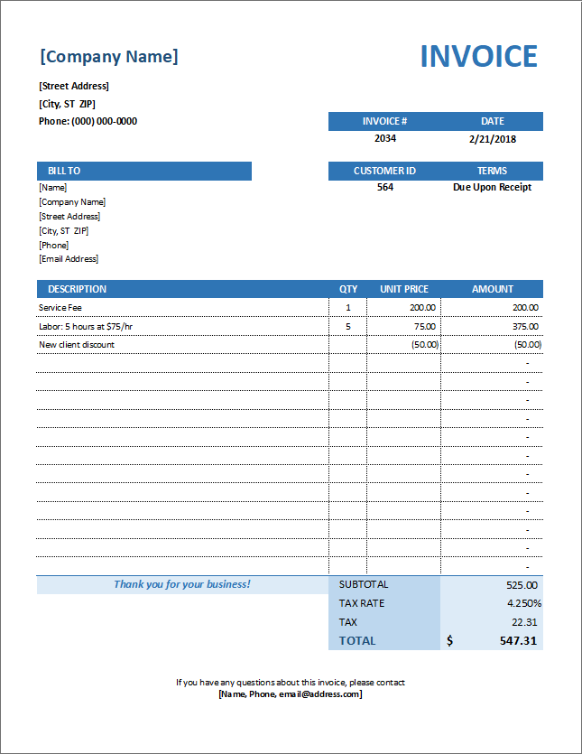 sample invoice consulting services