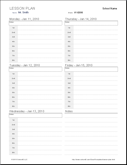 Free Lesson Plan Templates Pdf