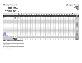 Thumbnail - Monthly Timesheet Template