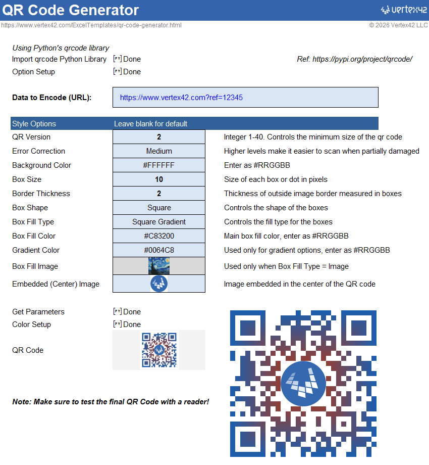 QR Code Generator in Excel