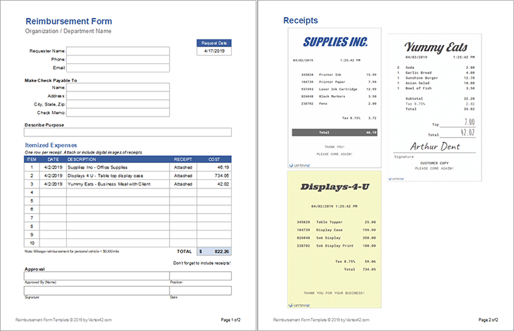 Free Expense Reimbursement Form Templates