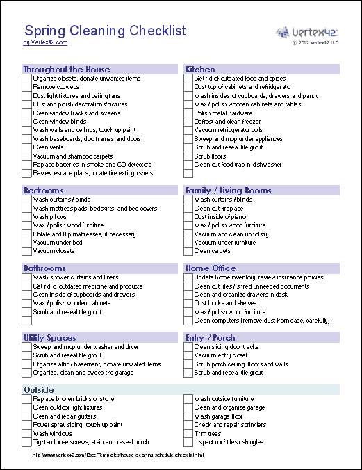 house cleaning list