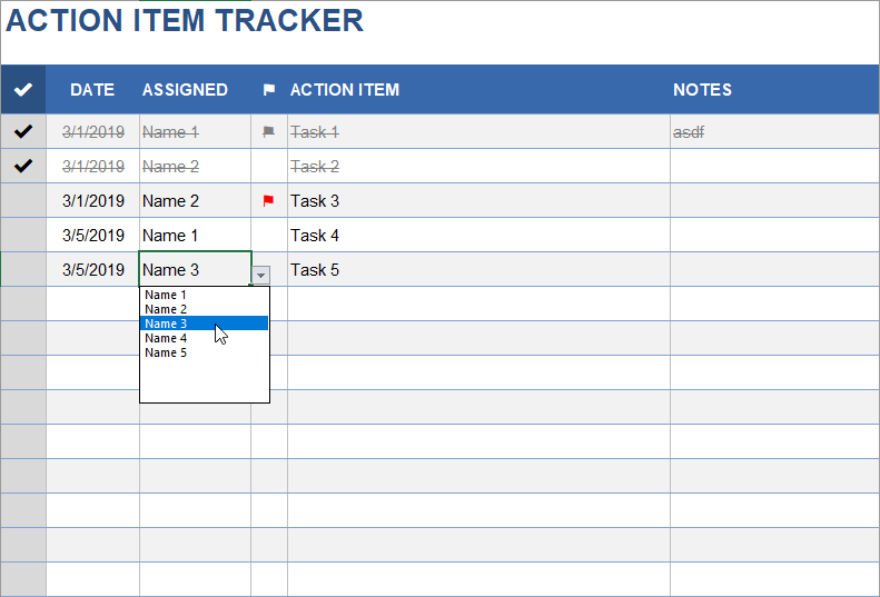 excel action plan template