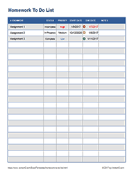 Thumbnail - Homework To Do List