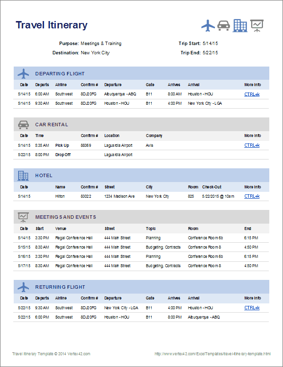 travel itinerary budget template