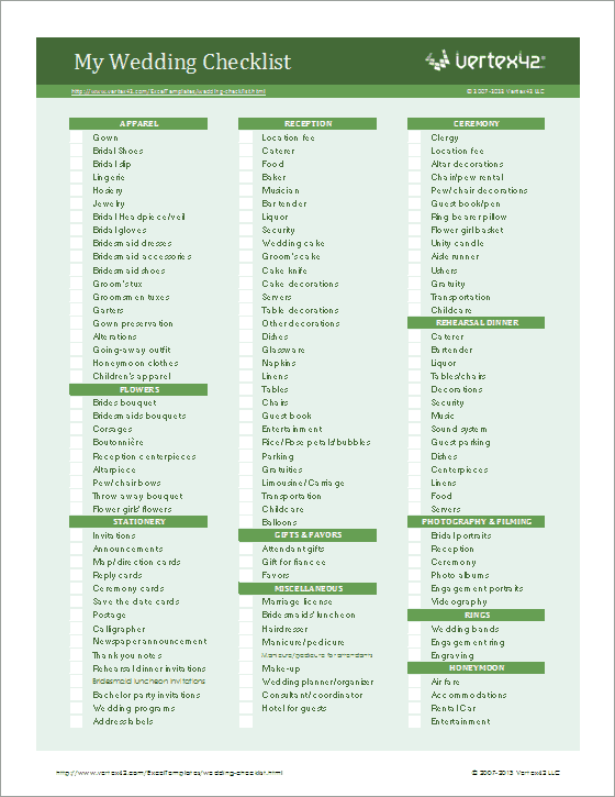 wedding planning checklist for excel