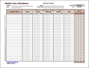 Thumbnail - Weekly Class Attendance Template