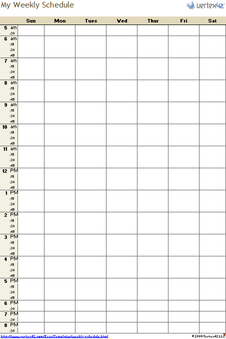 Weekly Schedule Template