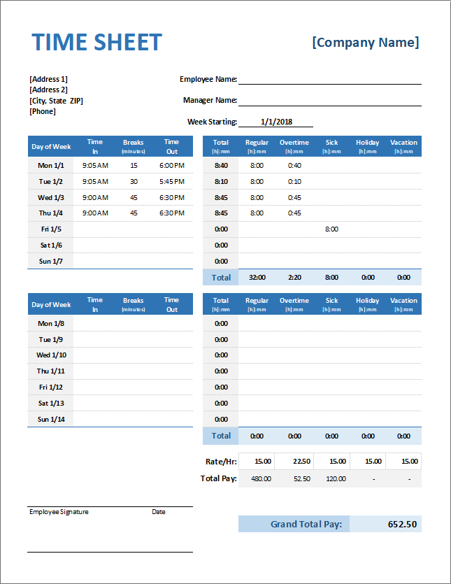 time in time out calculator