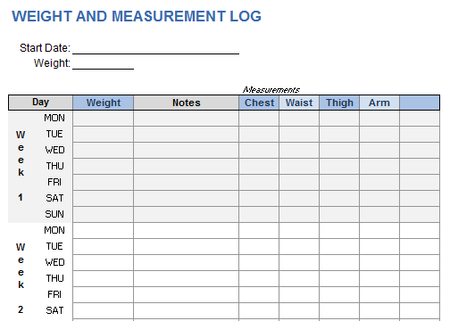 excel weight body fat muscle tracker