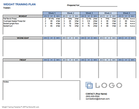 Thumbnail - Weight Training Plan Template