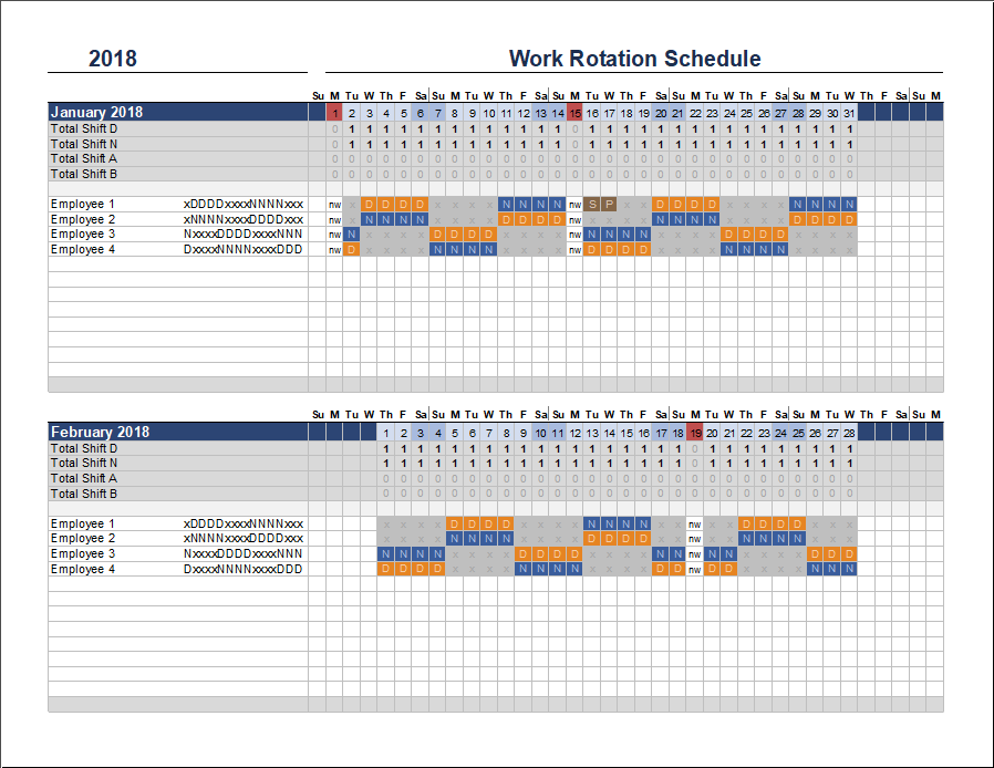 excel bi weekly work standby schedule template