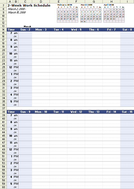 Contoh Schedule Kerja Excel