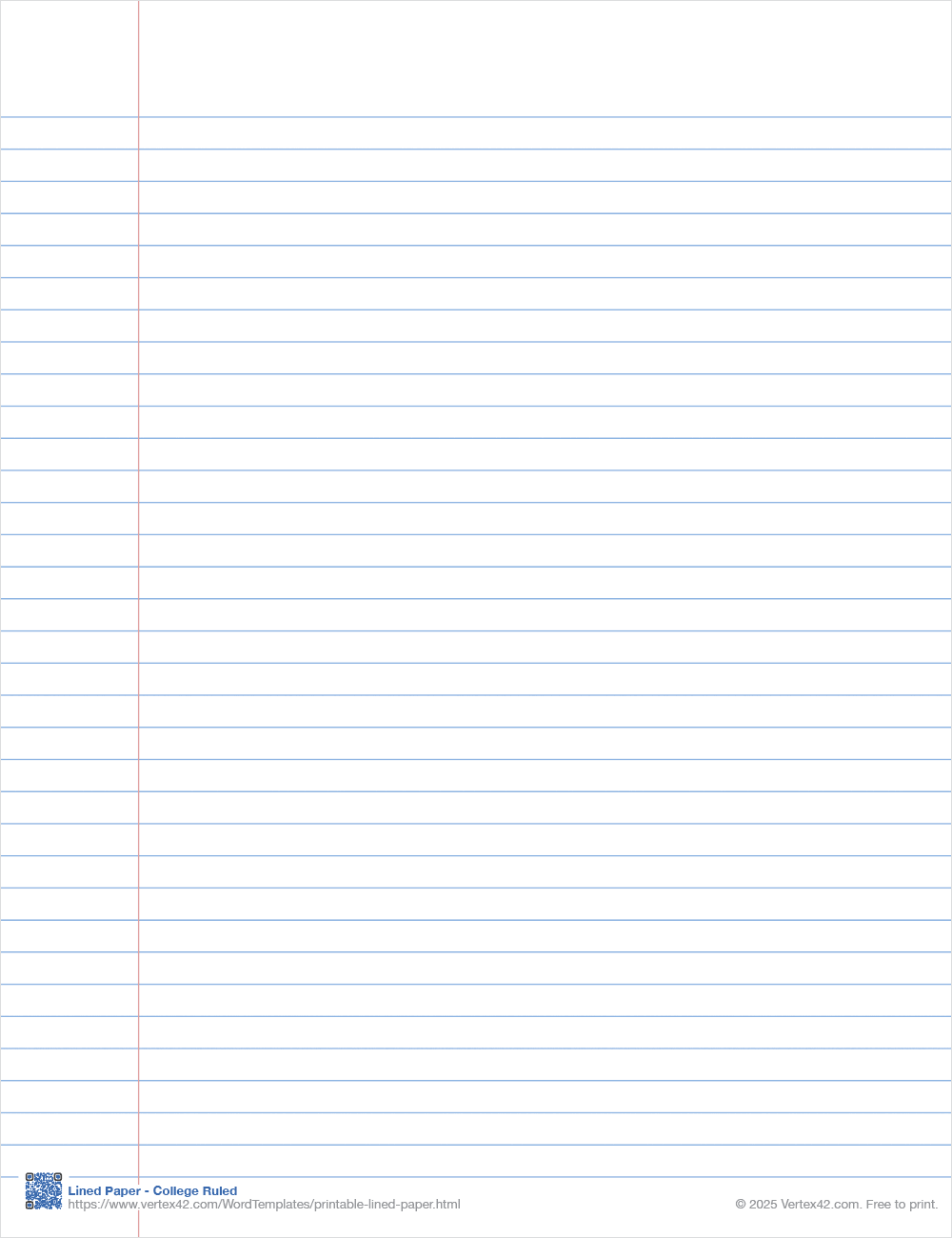 Borderless Lined Paper - College Ruled - Color