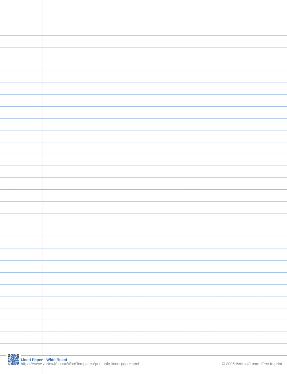 Borderless Lined Paper - Wide Ruled - Color